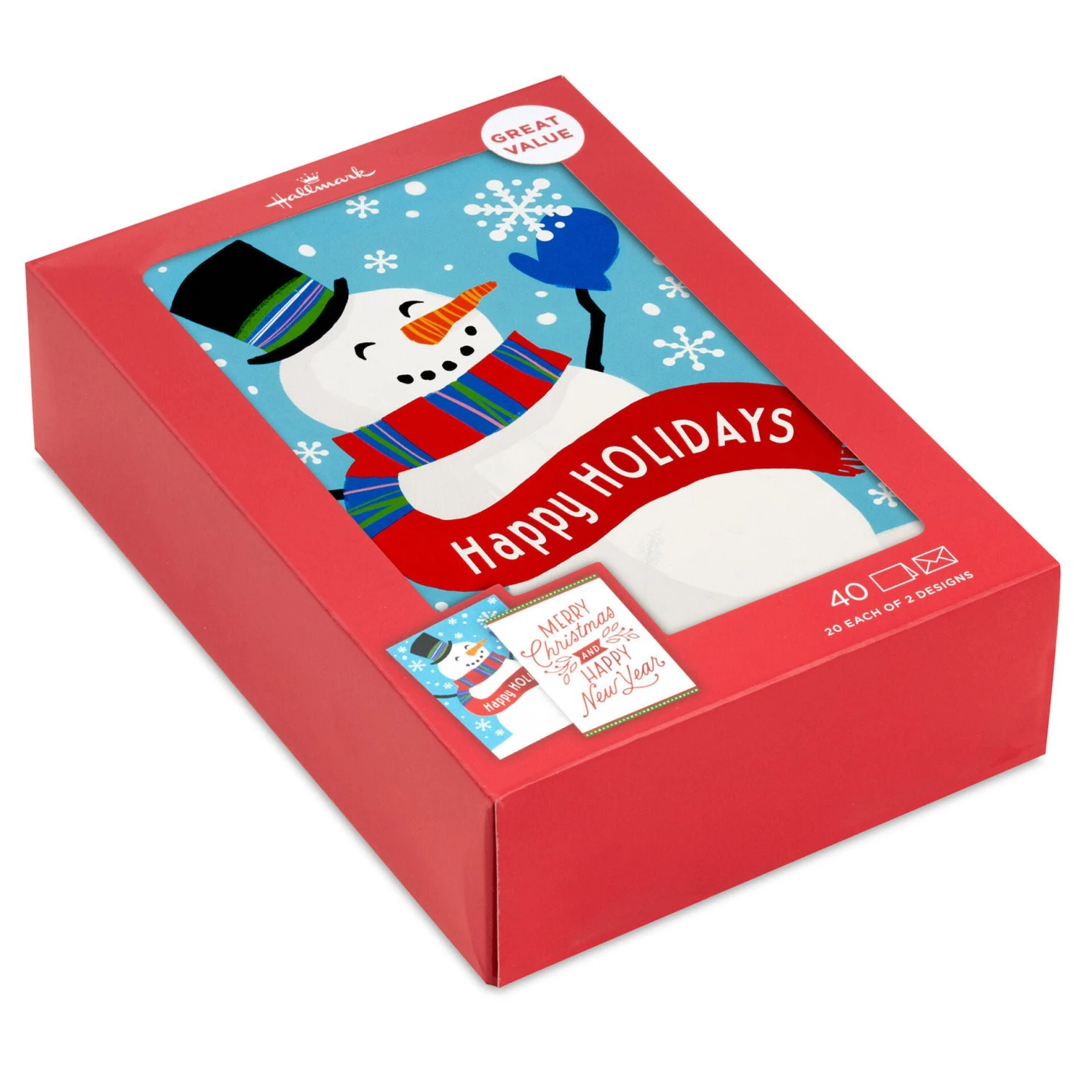 Hallmark Happy Snowman And Red Lettering Boxed Christmas Cards, Pack Of 40 1 Hallmark Happy Snowman And Red Lettering Boxed Christmas Cards, Pack Of 40