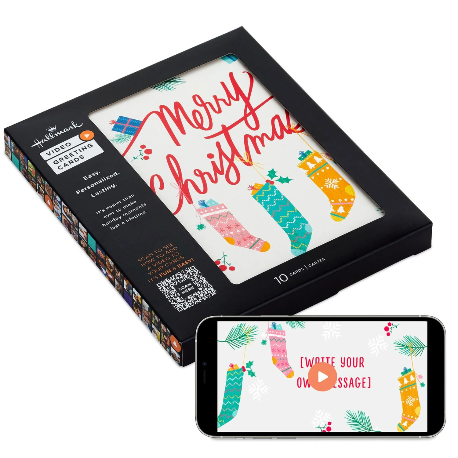 Hallmark Holiday Stockings Boxed Christmas Video Greeting Cards, Pack Of 10 1 Hallmark Holiday Stockings Boxed Christmas Video Greeting Cards, Pack Of 10