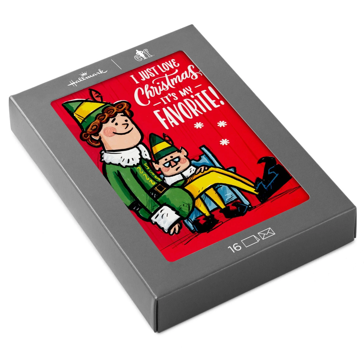 Hallmark Elf It's My Favorite Boxed Christmas Cards, Pack Of 16 1 Hallmark Elf It's My Favorite Boxed Christmas Cards, Pack Of 16