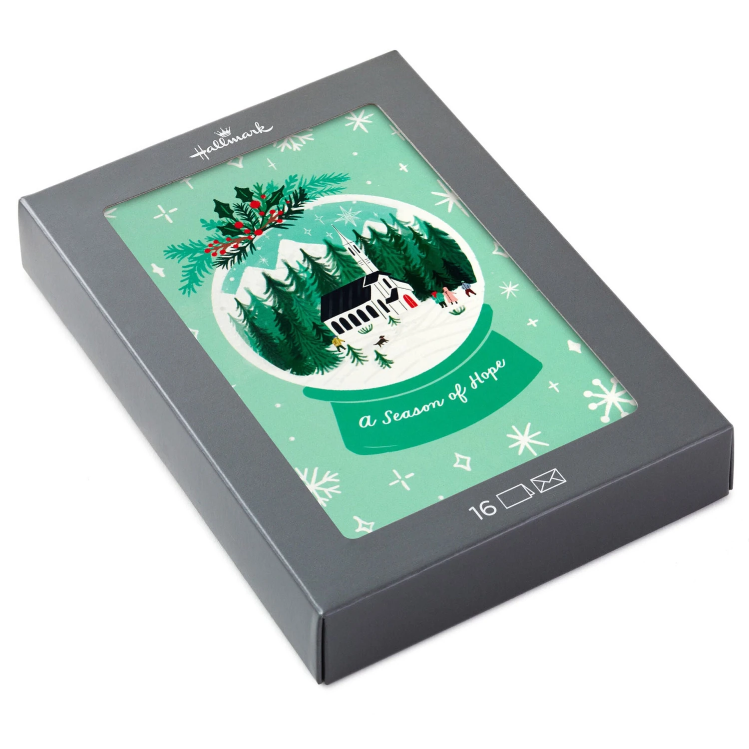 Hallmark Season Of Hope Snow Globe Boxed Christmas Cards, Pack Of 16 1 Hallmark Season Of Hope Snow Globe Boxed Christmas Cards, Pack Of 16