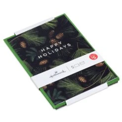 Hallmark Pine Boughs On Black Packaged Christmas Cards, Set Of 5