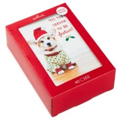 Hallmark Holiday Pup In Jammies And Hat Boxed Christmas Cards, Pack Of 40