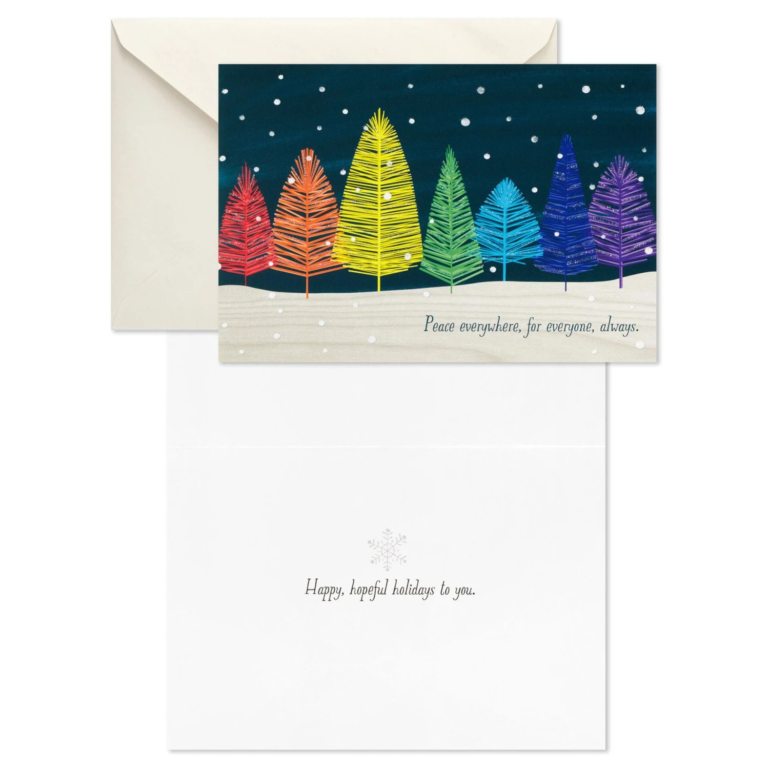 Hallmark Colorful Trees Peace Everywhere Boxed Holiday Cards, Pack Of 16 2 Hallmark Colorful Trees Peace Everywhere Boxed Holiday Cards, Pack Of 16 - Image 2