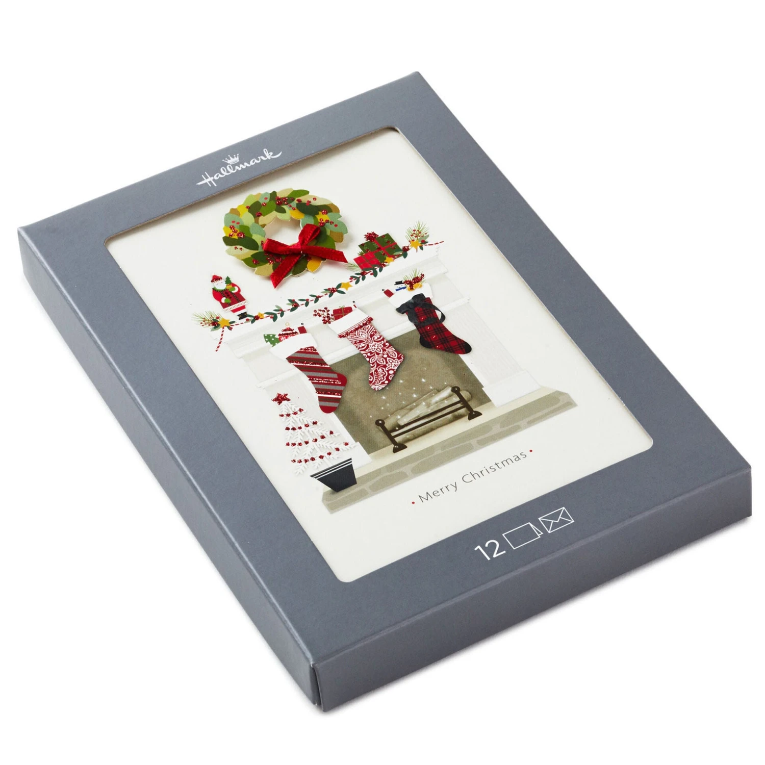 Hallmark The Stockings Were Hung Boxed Christmas Cards, Pack Of 12 1 Hallmark The Stockings Were Hung Boxed Christmas Cards, Pack Of 12