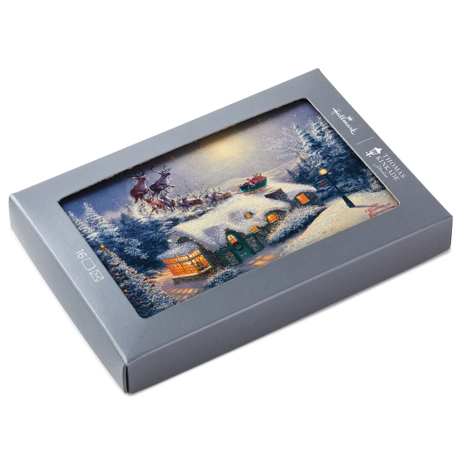 Hallmark Thomas Kinkade Santa And Sleigh Boxed Christmas Cards, Pack Of 16 1 Hallmark Thomas Kinkade Santa And Sleigh Boxed Christmas Cards, Pack Of 16