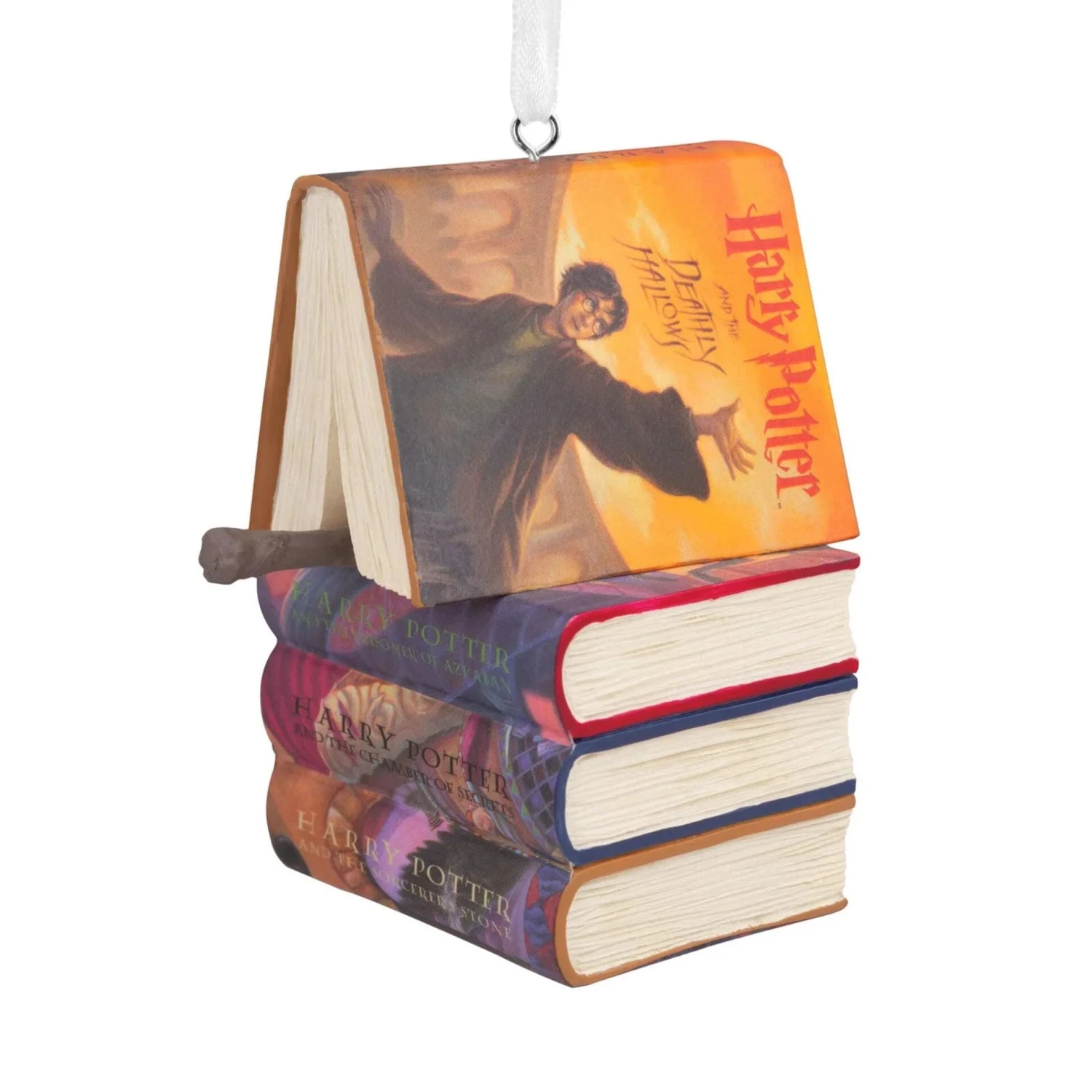 Hallmark Harry Potter Stacked Books With Wand Christmas Ornament 2 Hallmark Harry Potter Stacked Books With Wand Christmas Ornament - Image 2